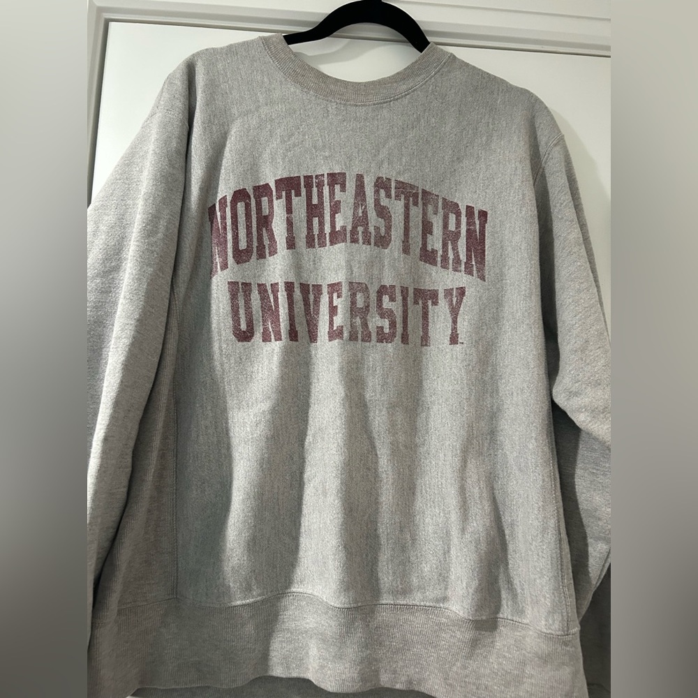 Unisex Northeastern University Champion reverse weave crew neck sweatshirt